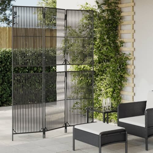Rumsavdelare 3 paneler svart konstrottning