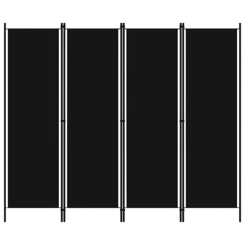 Rumsavdelare 4 paneler svart 200x180 cm