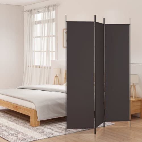 Rumsavdelare 3 paneler 150 x 200 cm brun tyg