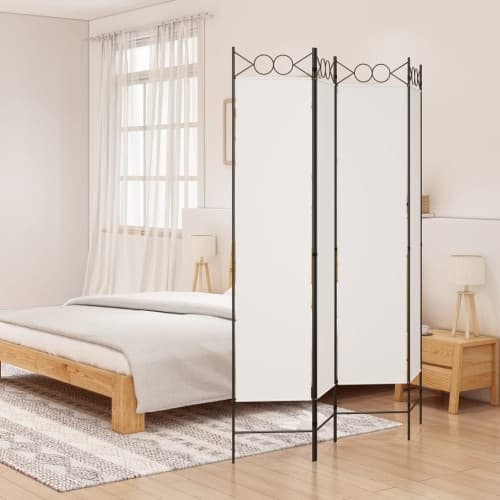 Rumsavdelare 4 paneler vit 160x200 cm tyg
