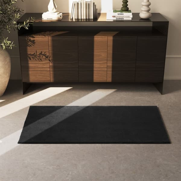 Kortluvet tæppe Soft Zone - sort,80 x 150 cm