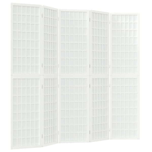 Rumsavdelare med 5 paneler japansk stil 200x170 cm vit