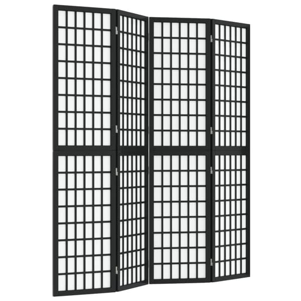 Rumsavdelare med 4 paneler japansk stil 160x170 cm svart