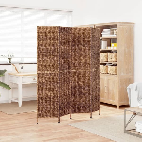 Rumsavdelare 4 paneler brun 163x180 cm vattenhyacint
