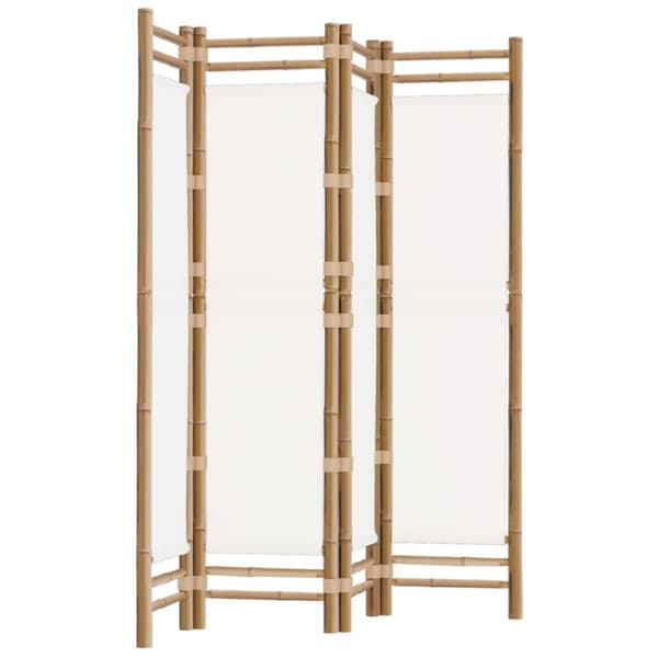Rumsavdelare 4 paneler hopfällbar 160 cm bambu och kanvas