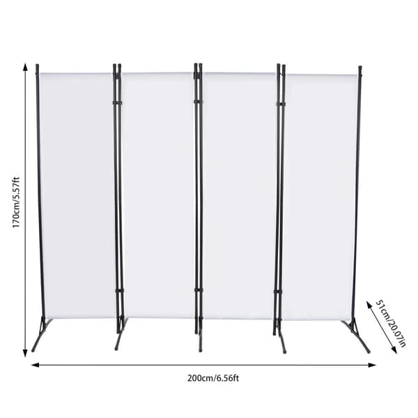 Rummdivider, Moderne Design, 360° Foldbar,200 170cm Hvid