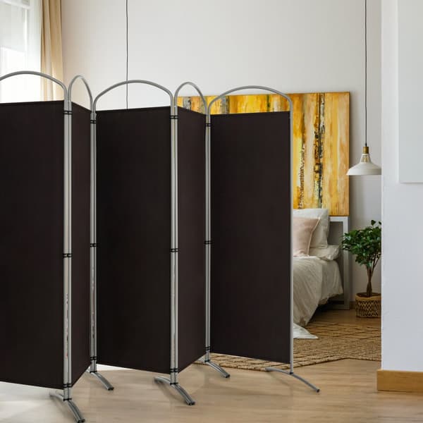 Privatlivsskærm, 6 fod, 6 paneler, fritstående foldbar, 130x20x74 cm, brun