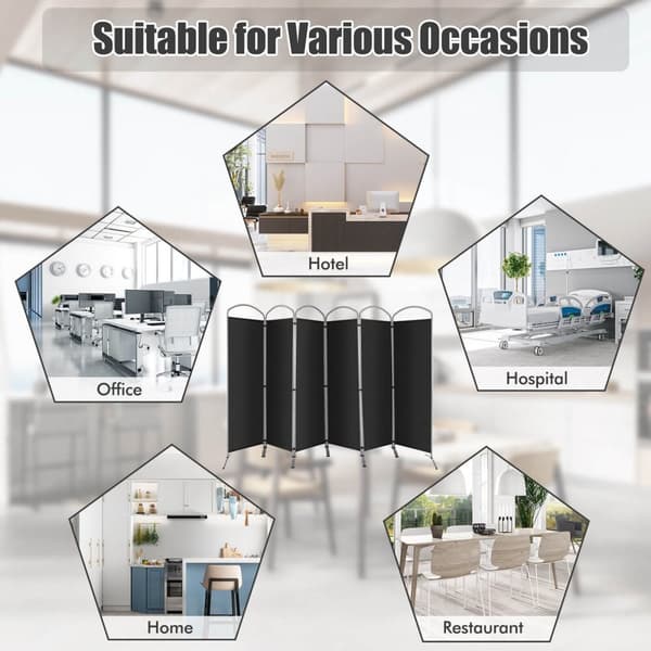 Rumsdeler, 6,2Ft Foldbar 6-Panel, 130x20x74 cm, Sort