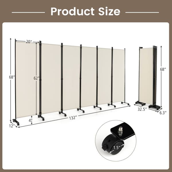 Rumsdeler, 132x12x68 tommer, Hvid