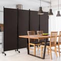 Miniatyrbillede 6 af 8: Rumsdeler, 4-panel foldbar rumsdeler 6 fod rullende privatlivsskærm med låsbare hjul, 89x12x68 tommer, Brun