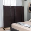Miniatyrbillede 7 af 8: Rumsdeler, 4-panel foldbar rumsdeler 6 fod rullende privatlivsskærm med låsbare hjul, 89x12x68 tommer, Brun