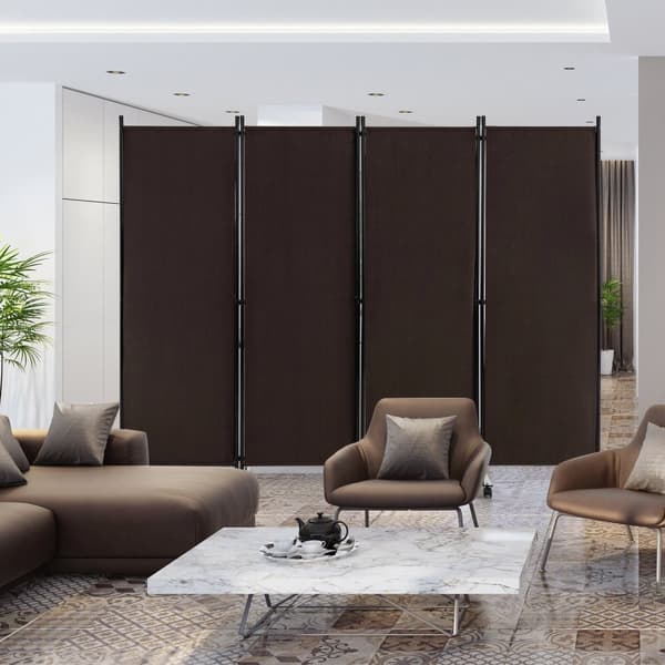 Rumsdeler, 4-panel foldbar rumsdeler 6 fod rullende privatlivsskærm med låsbare hjul, 89x12x68 tommer, Brun