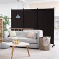 Miniatyrbillede 3 af 8: Rumsdeler, 3-panel foldbar rumsdeler med låsbare hjul, 103x12x71 tommer, Brun