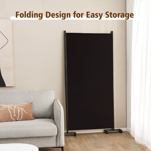 Rumsdeler, 3-panel foldbar rumsdeler med låsbare hjul, 103x12x71 tommer, Brun
