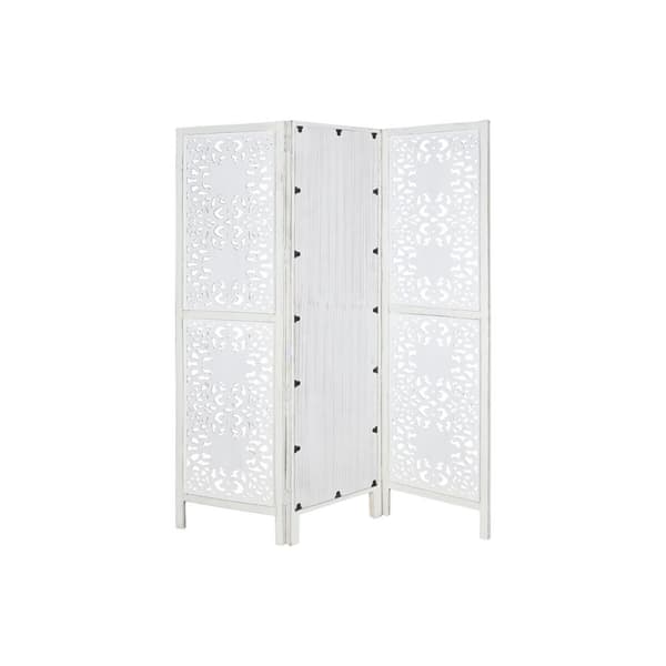 Sammenfoldelig skærm Home ESPRIT Hvid Mangotræ Spejl 152 x 2 x 182 cm