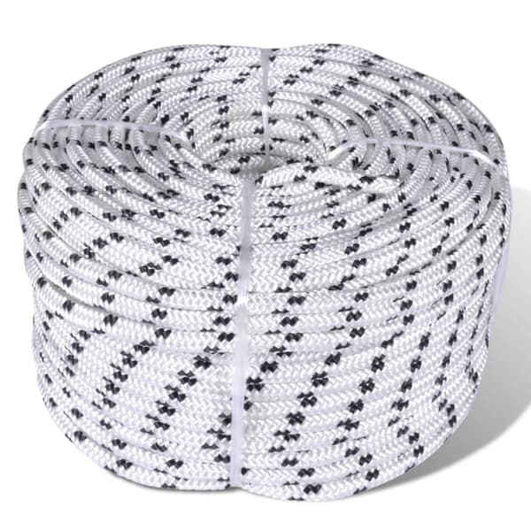 vidaXL Båtlina flätad 8 mm x 250 m polyester vit