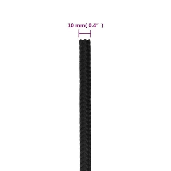 vidaXL Båttau helsvart 10 mm 500 m polypropylen