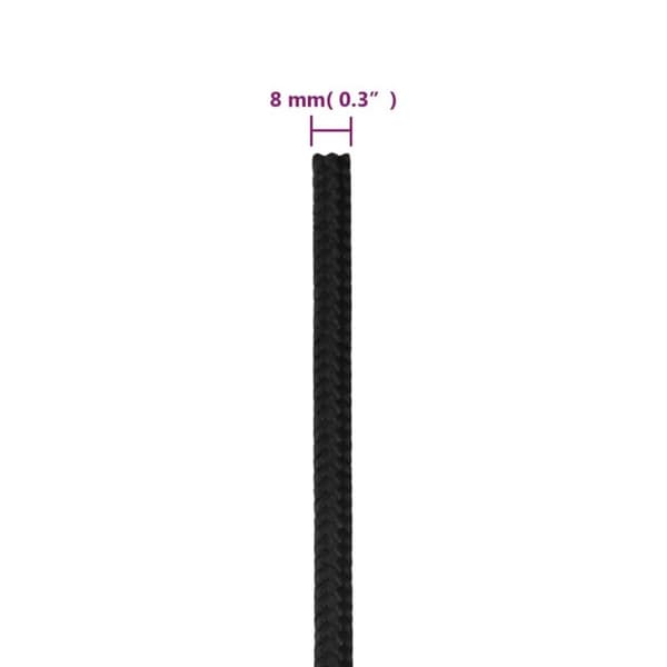 vidaXL Båttau helsvart 8 mm 250 m polypropylen