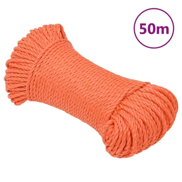 vidaXL Arbeidstau oransje 8 mm 50 m polypropylen