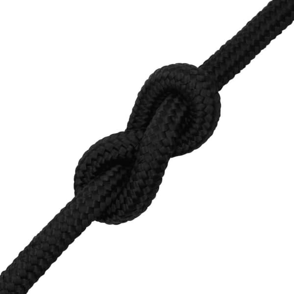 vidaXL Båttau helsvart 20 mm 25 m polypropylen