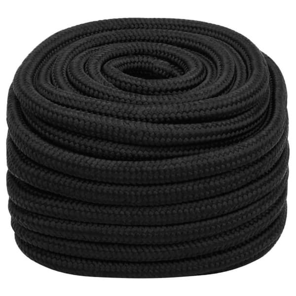vidaXL Båttau helsvart 20 mm 25 m polypropylen