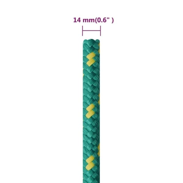 vidaXL Båttau grønn 14 mm 250 m polypropylen
