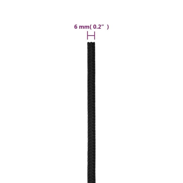 vidaXL Båttau helsvart 6 mm 500 m polypropylen