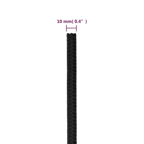 vidaXL Båttau helsvart 10 mm 100 m polypropylen