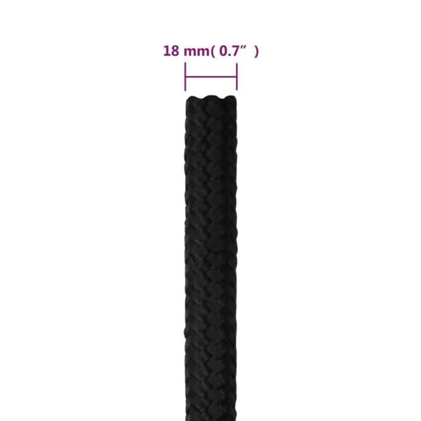 vidaXL Båttau helsvart 18 mm 100 m polypropylen
