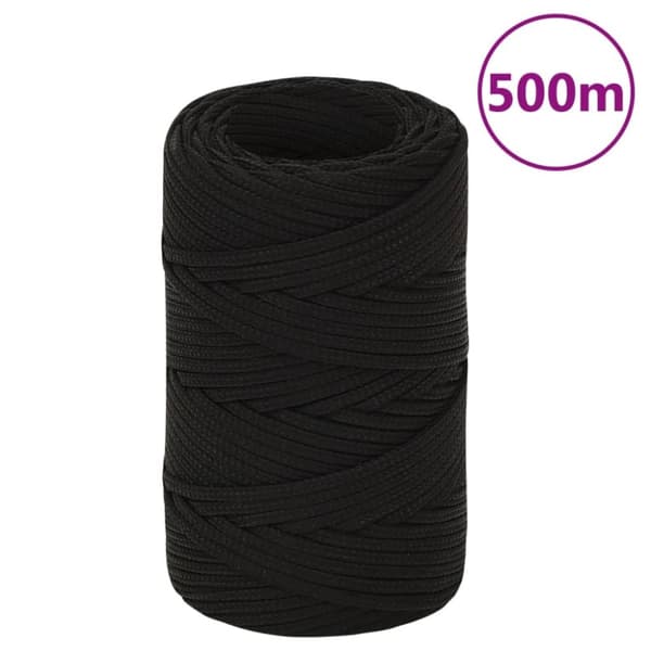 vidaXL Arbeidstau svart 2 mm 500 m polyester