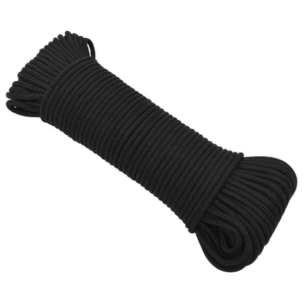 vidaXL Båttau helsvart 5 mm 50 m polypropylen