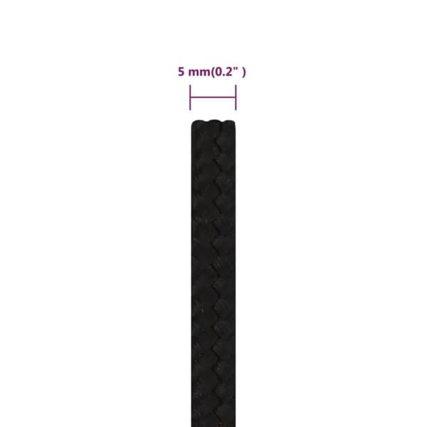 vidaXL Rep svart 5 mm 50 m polyester