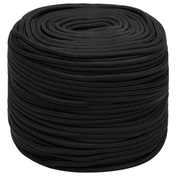 vidaXL Båttau helsvart 10 mm 250 m polypropylen
