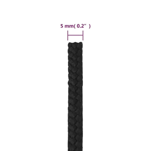 vidaXL Båttau helsvart 5 mm 500 m polypropylen