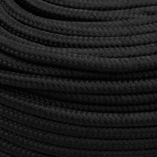 vidaXL Båttau helsvart 10 mm 25 m polypropylen