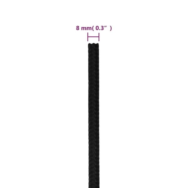 vidaXL Rep svart 8 mm 100 m polyester