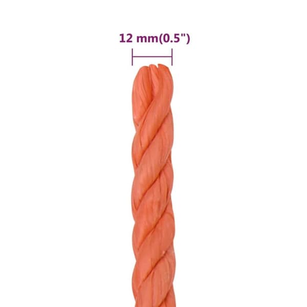 vidaXL Arbeidstau oransje 12 mm 50 m polypropylen