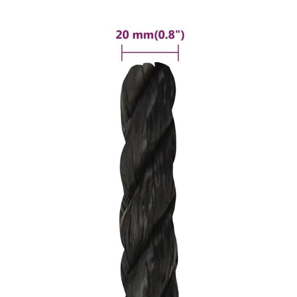 vidaXL Rep svart 20 mm 50 m polypropen