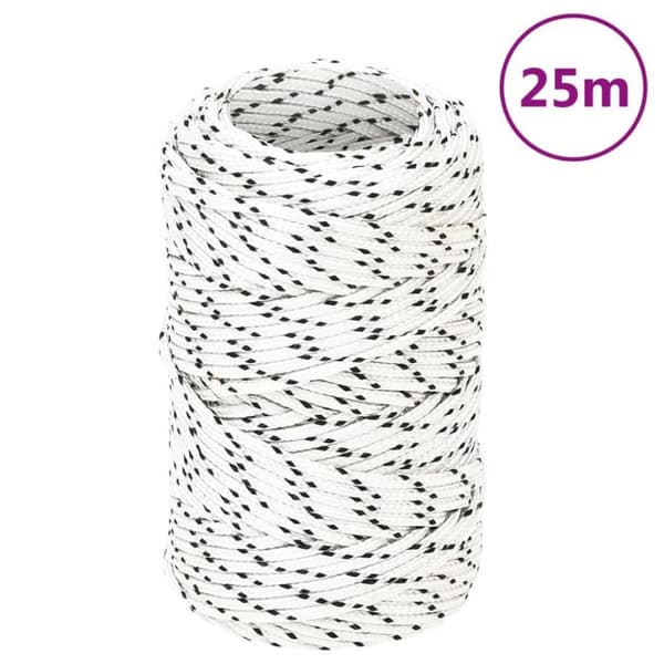 vidaXL Båtlina flätad vit 2 mm x 25 m polyester