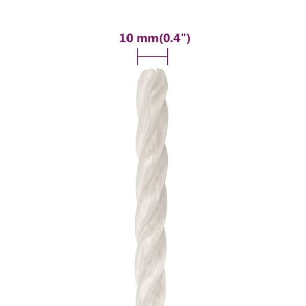 vidaXL Rep vit 10 mm 250 m polypropylen