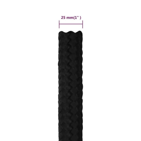 vidaXL Arbeidstau svart 25 mm 50 m polyester