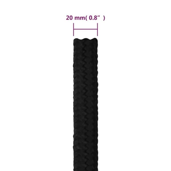 vidaXL Rep svart 20 mm 25 m polyester