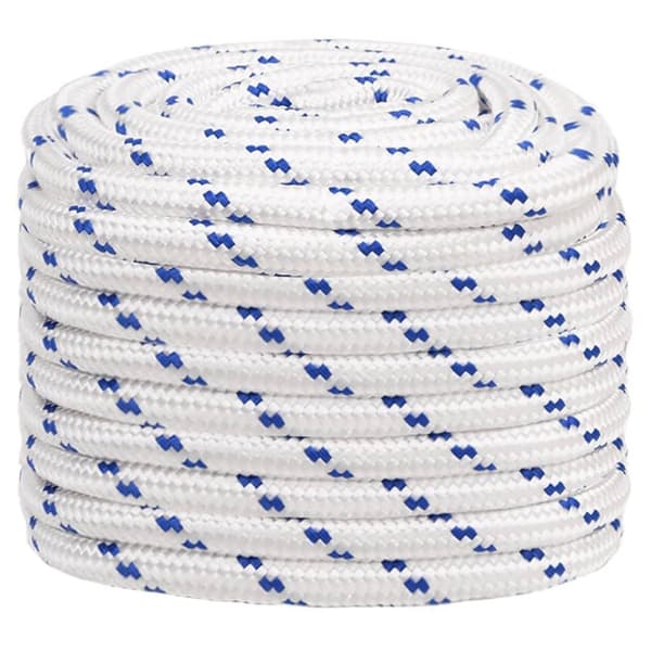 vidaXL Båttau hvit 20 mm 50 m polypropylen