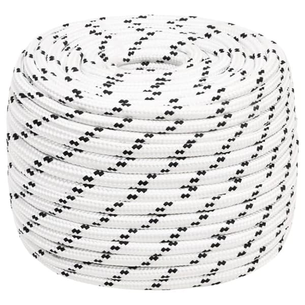 vidaXL Båtlina flätad vit 12 mm x 100 m polyester