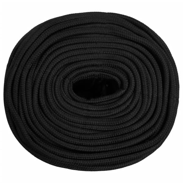 vidaXL Båttau helsvart 6 mm 250 m polypropylen