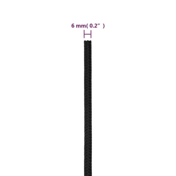 vidaXL Båttau helsvart 6 mm 250 m polypropylen