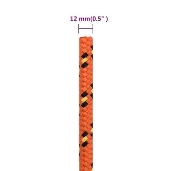 vidaXL Båttau oransje 12 mm 25 m polypropylen