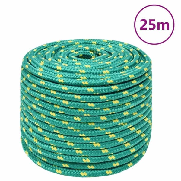 vidaXL Båttau grønn 12 mm 25 m polypropylen