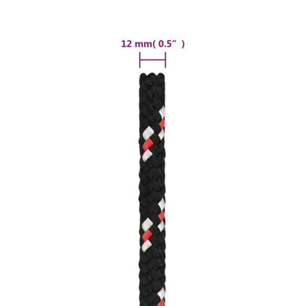 vidaXL Båttau svart 12 mm 100 m polypropylen