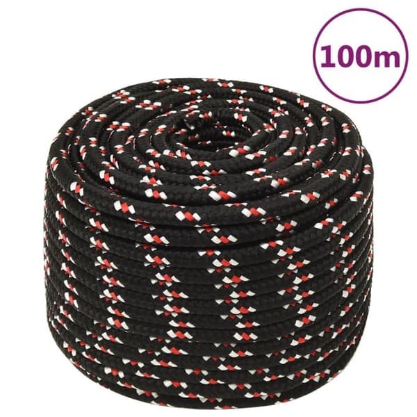 vidaXL Båttau svart 12 mm 100 m polypropylen